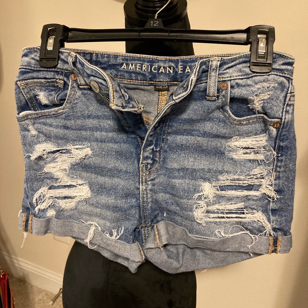 Stretch Jean shorts; size 0; by American Eagle Outfitters.